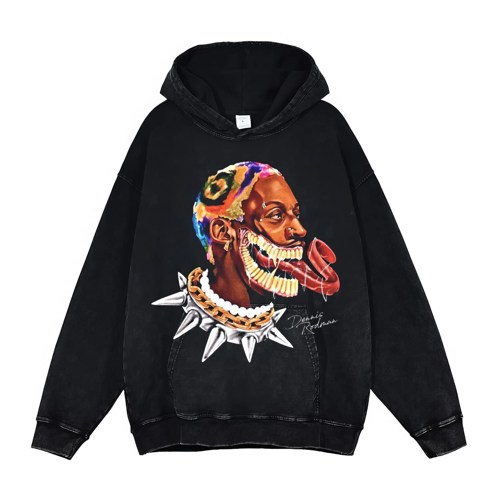 Dennis Rodman Venom Graffiti Print Hoodie - Starphase Black / XL - Streetwear Aesthetic