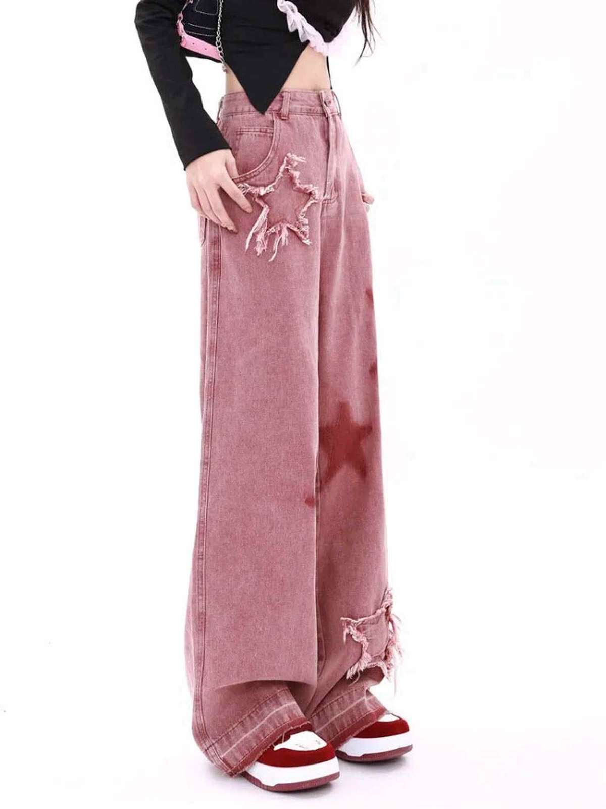 Americana Raw Edge Star Wide Leg Denim - IMG