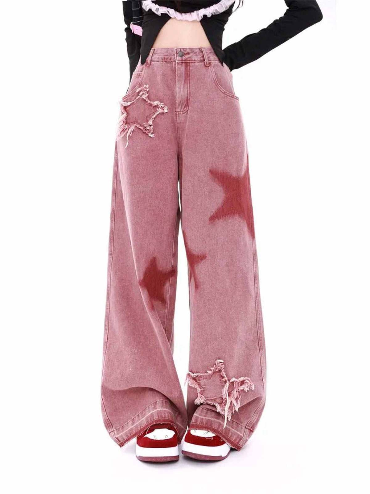 Americana Raw Edge Star Wide Leg Denim - IMG