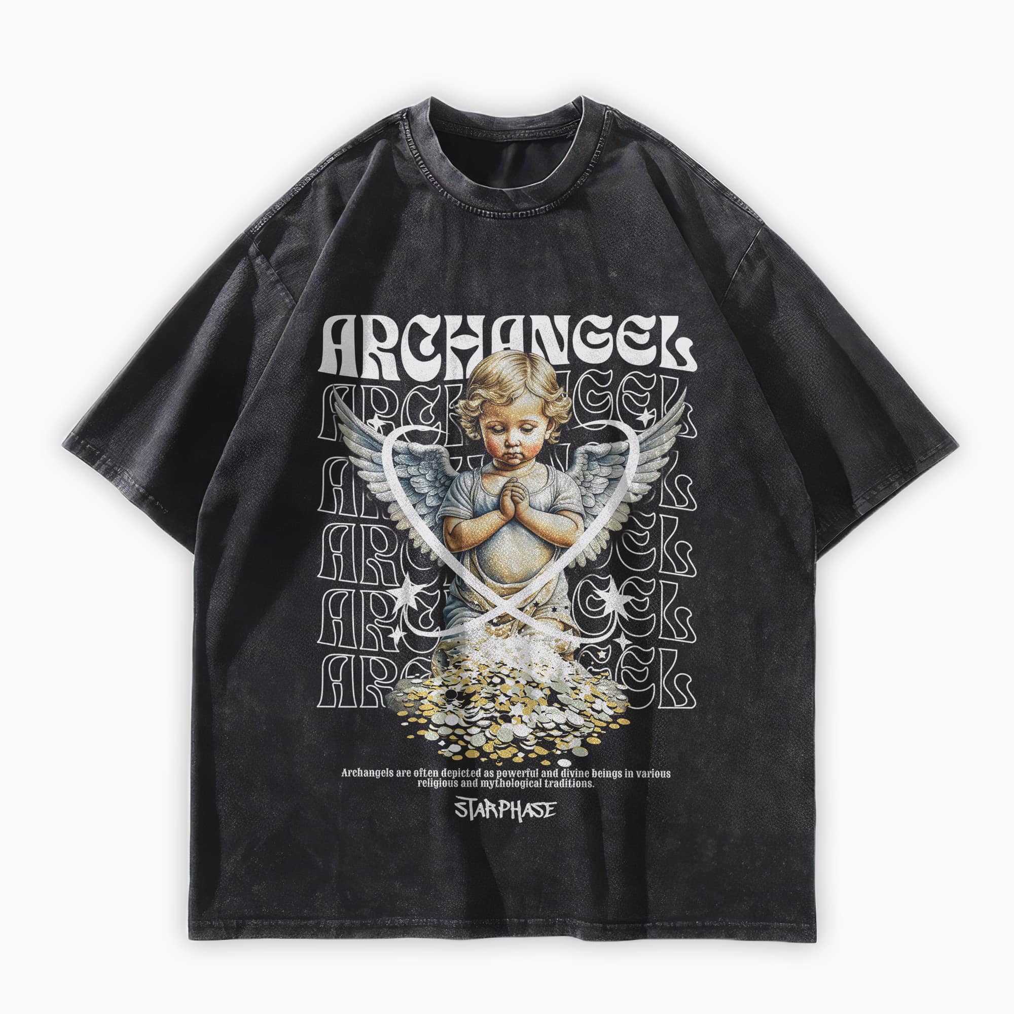 Archangel Child Oversized Washed Graphic T-Shirt - Starphase