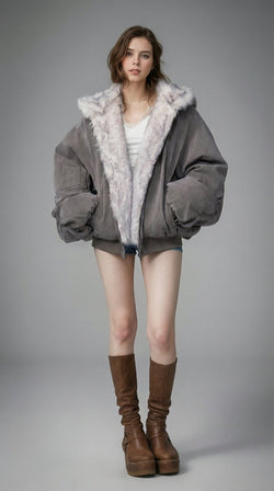 Arctic Muse Oversized Bomber Jacket - IMG