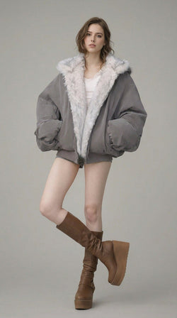 Arctic Muse Oversized Bomber Jacket - IMG