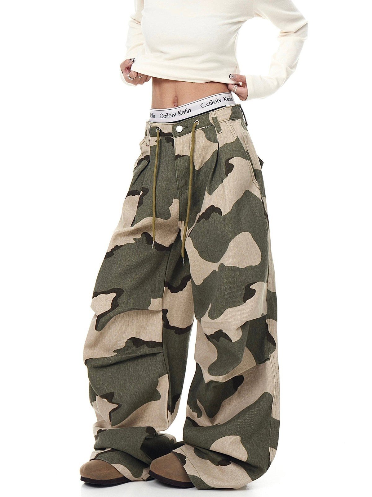 Baggy Camouflage Drawstring Pants – Loose Fit Streetwear – Starphase