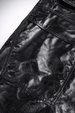 Black Shiny PU Wide-Leg Pants - IMG