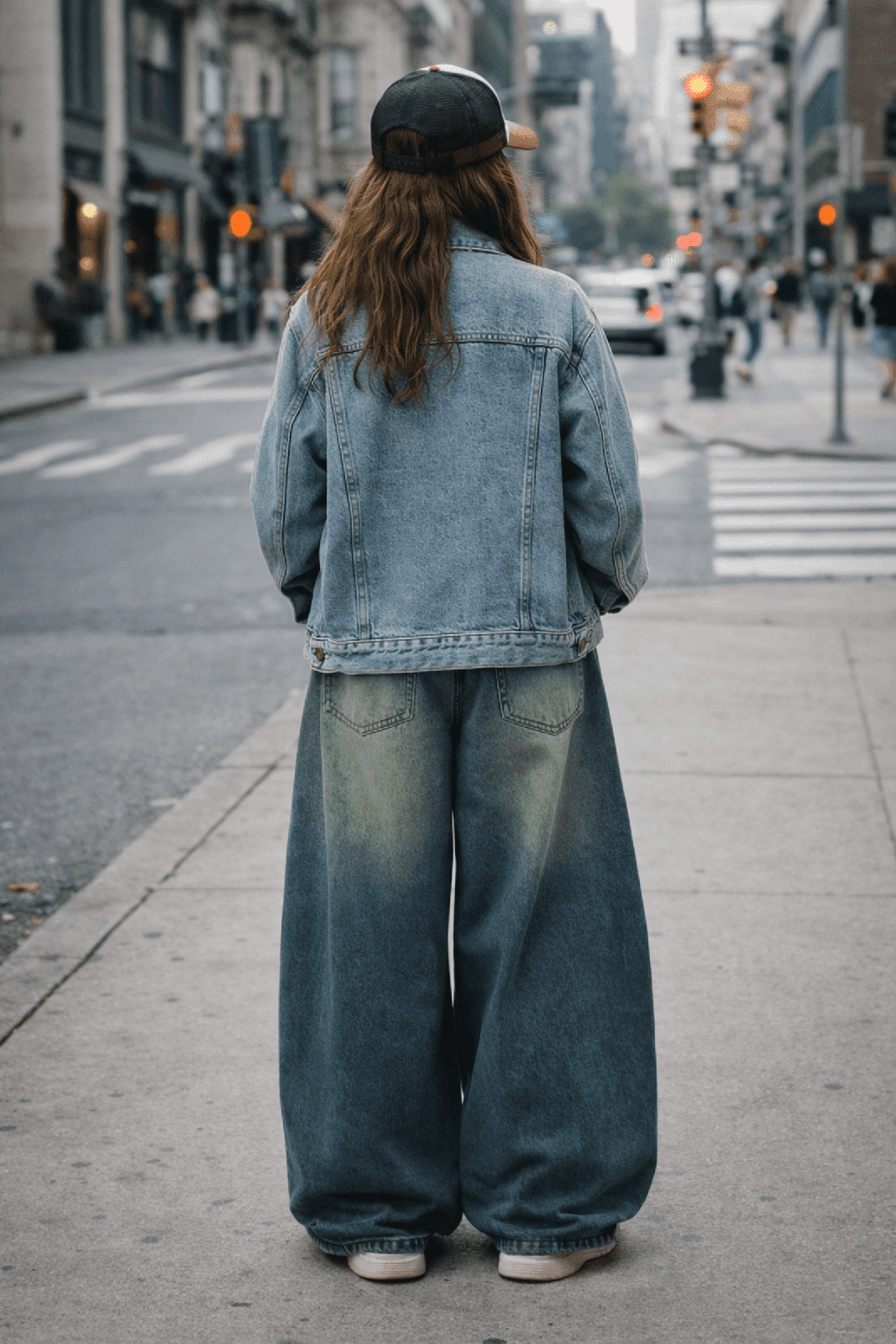 Blue Curved Wide-Leg Vintage Jeans - IMG