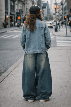 Blue Curved Wide-Leg Vintage Jeans - IMG