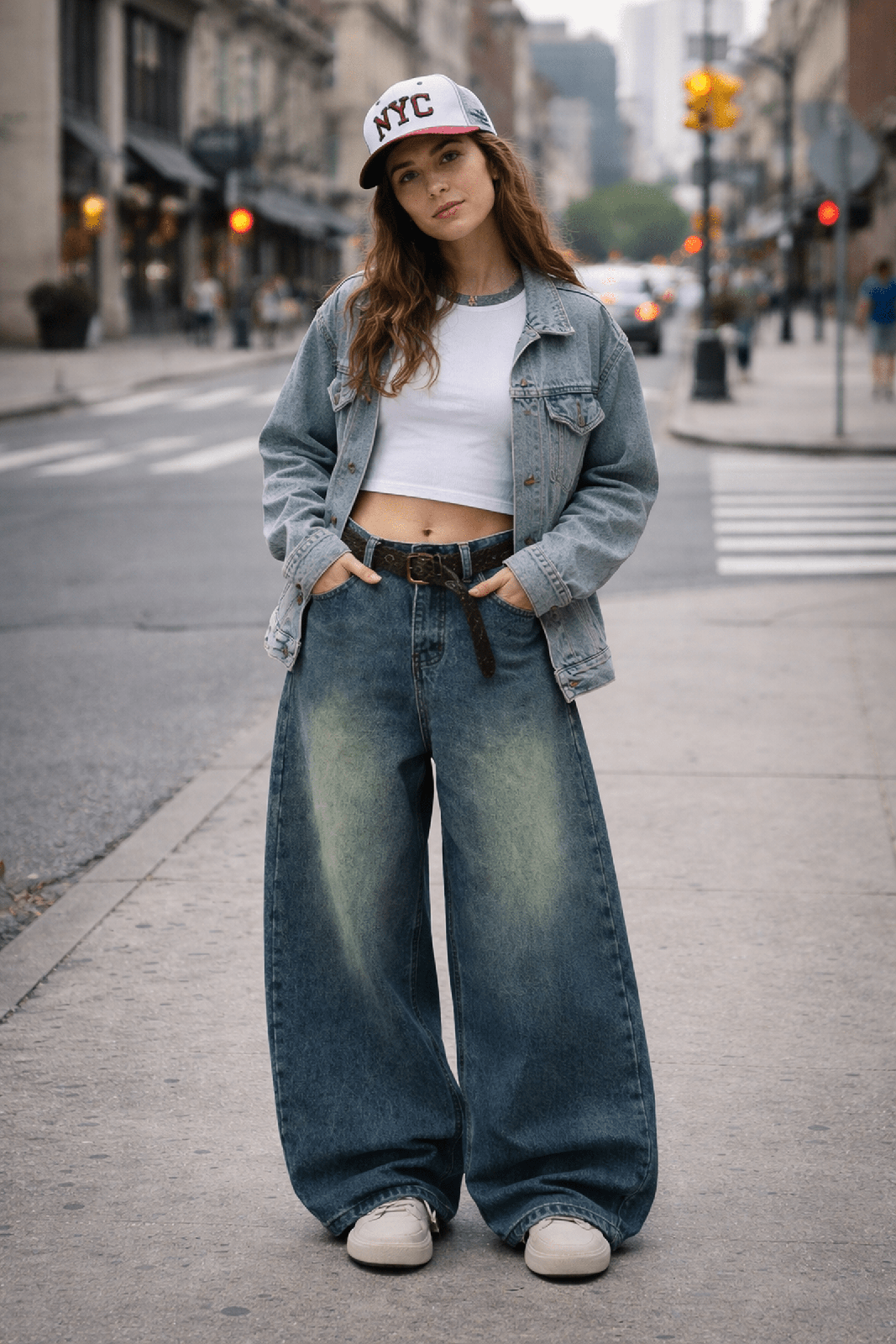 Blue Curved Wide-Leg Vintage Jeans - IMG