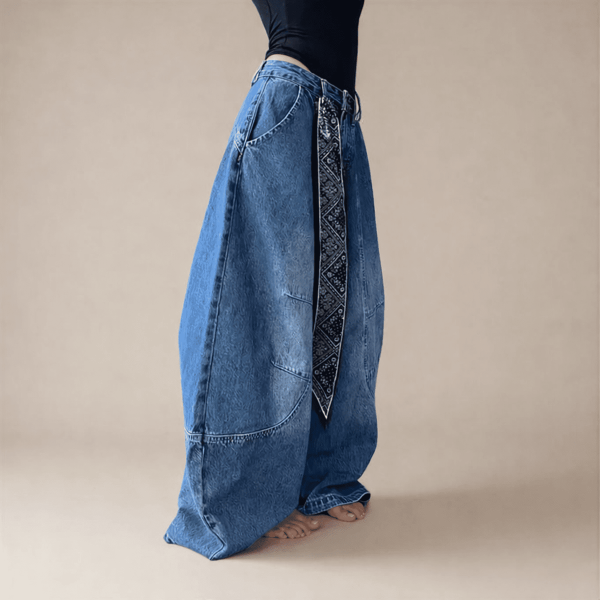 Blue Wide Leg Baggy Jeans - IMG