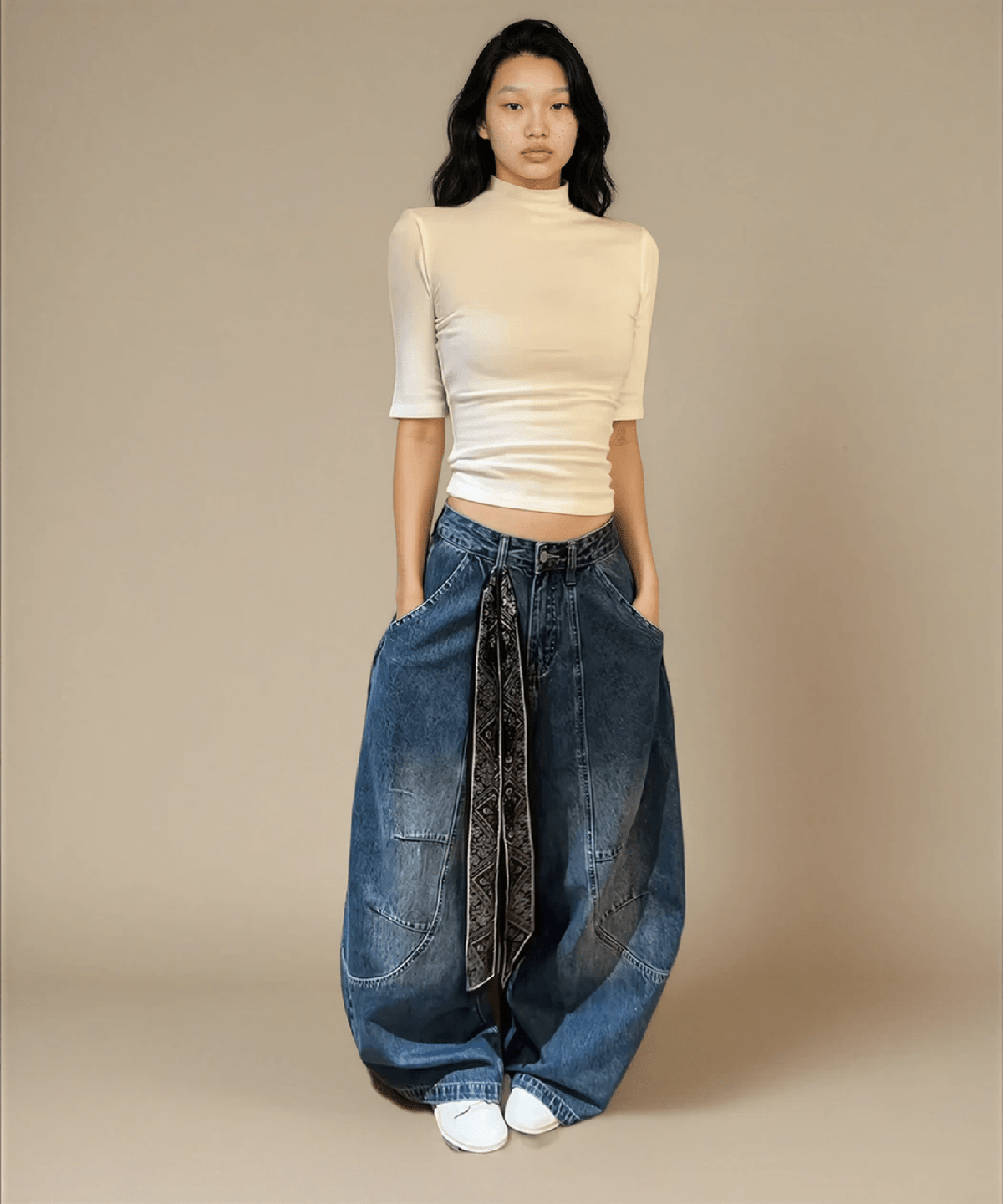 Blue Wide Leg Baggy Jeans - IMG