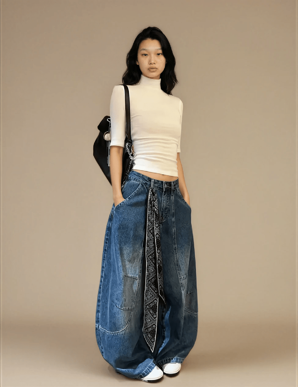 Blue Wide Leg Baggy Jeans - IMG