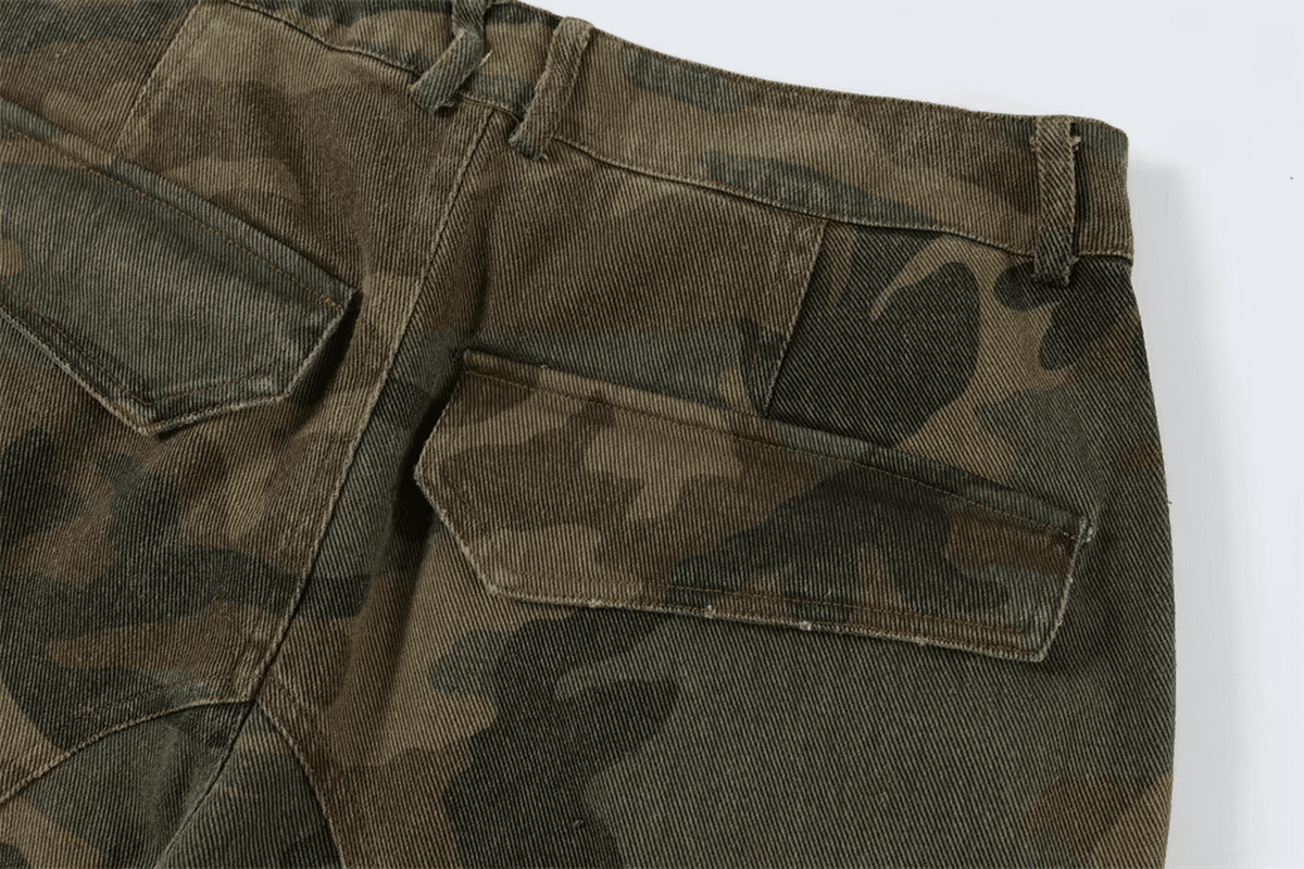 Camo Ripped Oversized Cargo Shorts - IMG
