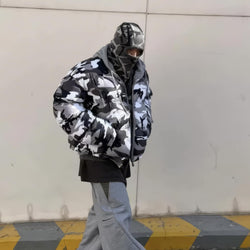 Camouflage Pattern Oversize Hooded Puffer Jacket - IMG