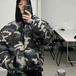 Camouflage Pattern Oversize Hooded Puffer Jacket - IMG