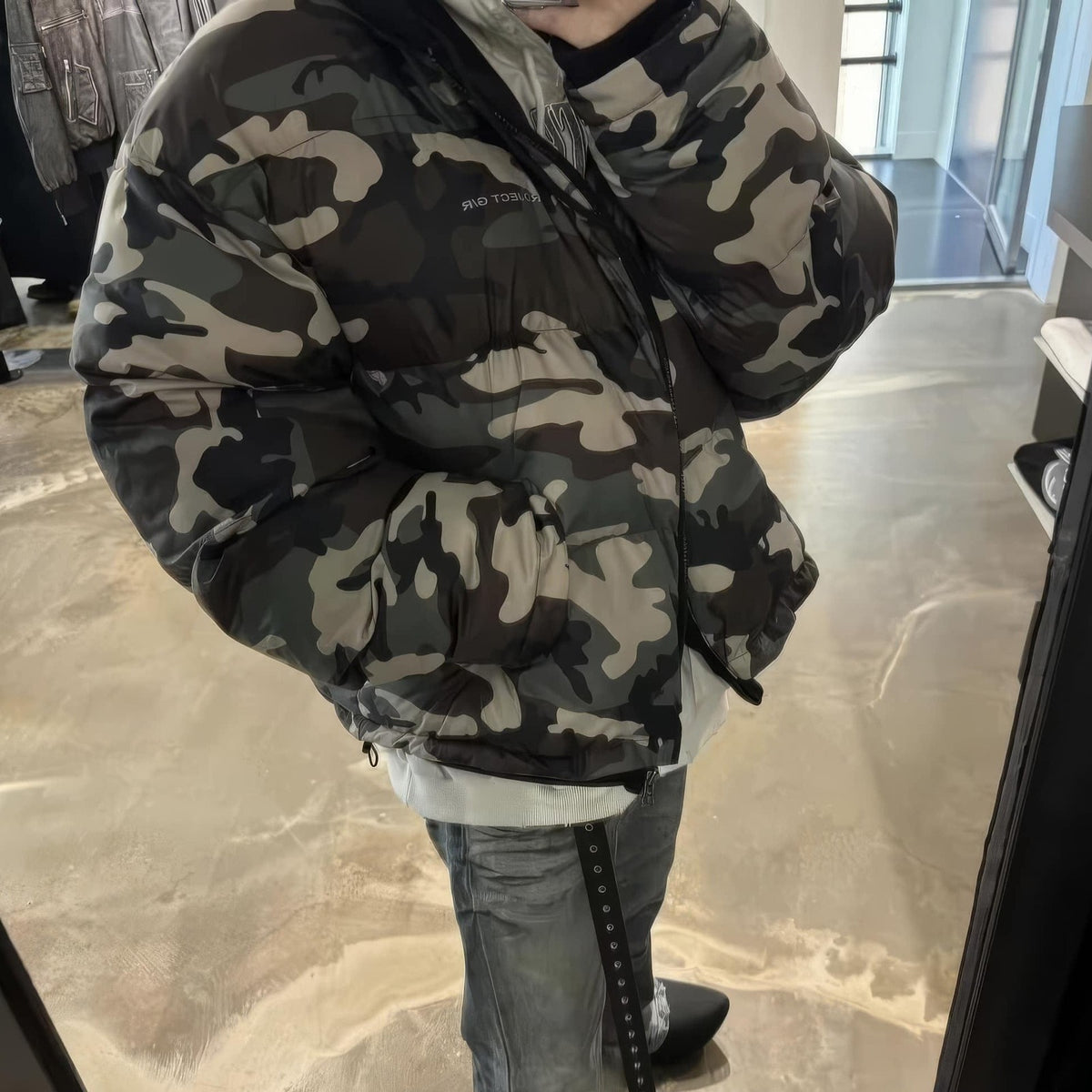 Camouflage Pattern Oversize Hooded Puffer Jacket - IMG