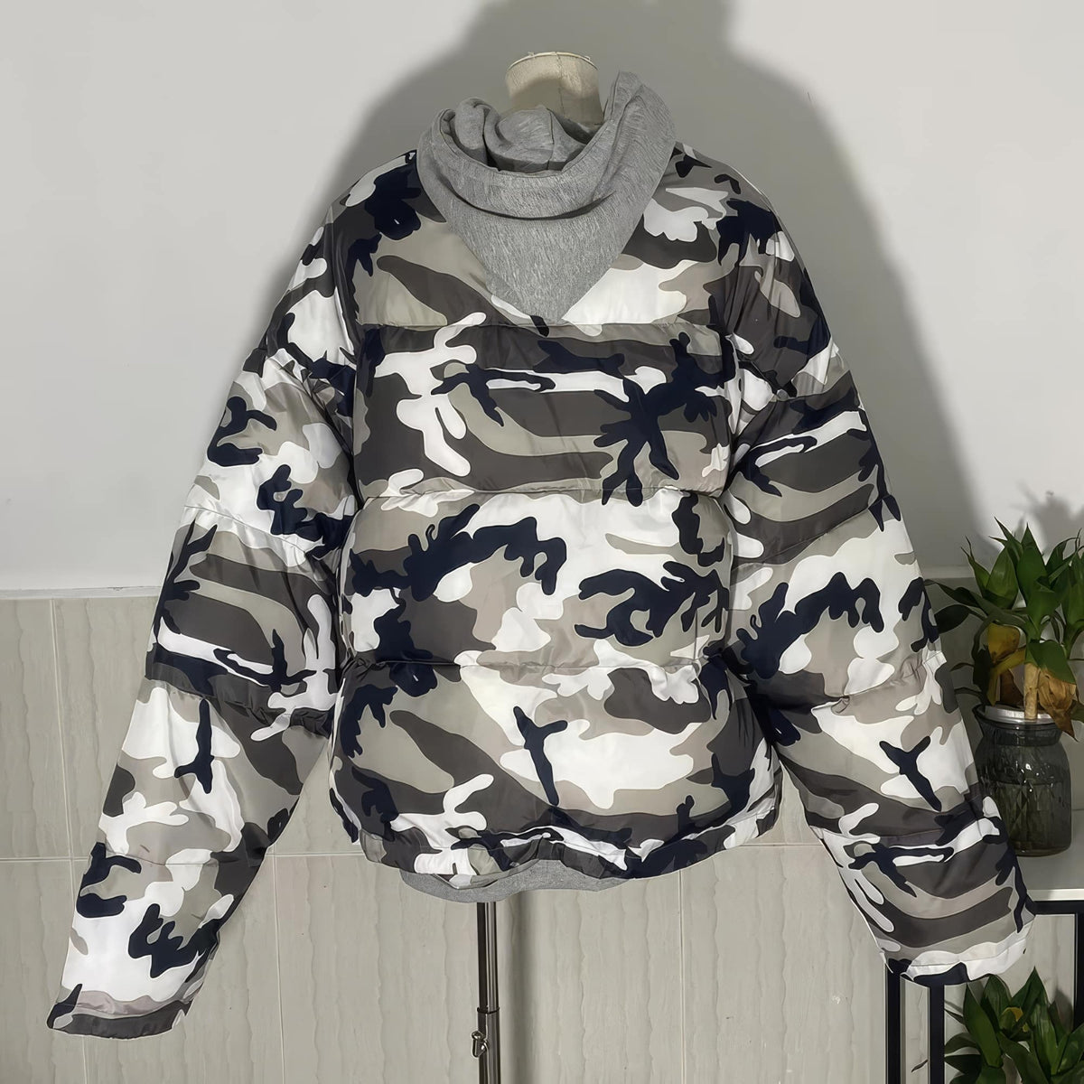 Camouflage Pattern Oversize Hooded Puffer Jacket - IMG