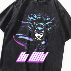 Cat Girl Anime Oversized Washed T-Shirt - IMG