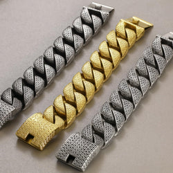 Chunky Embroidered Big Cuban Chain Bracelet - IMG