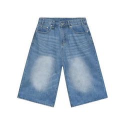 Classic Distressed Blue Denim Baggy Shorts - IMG