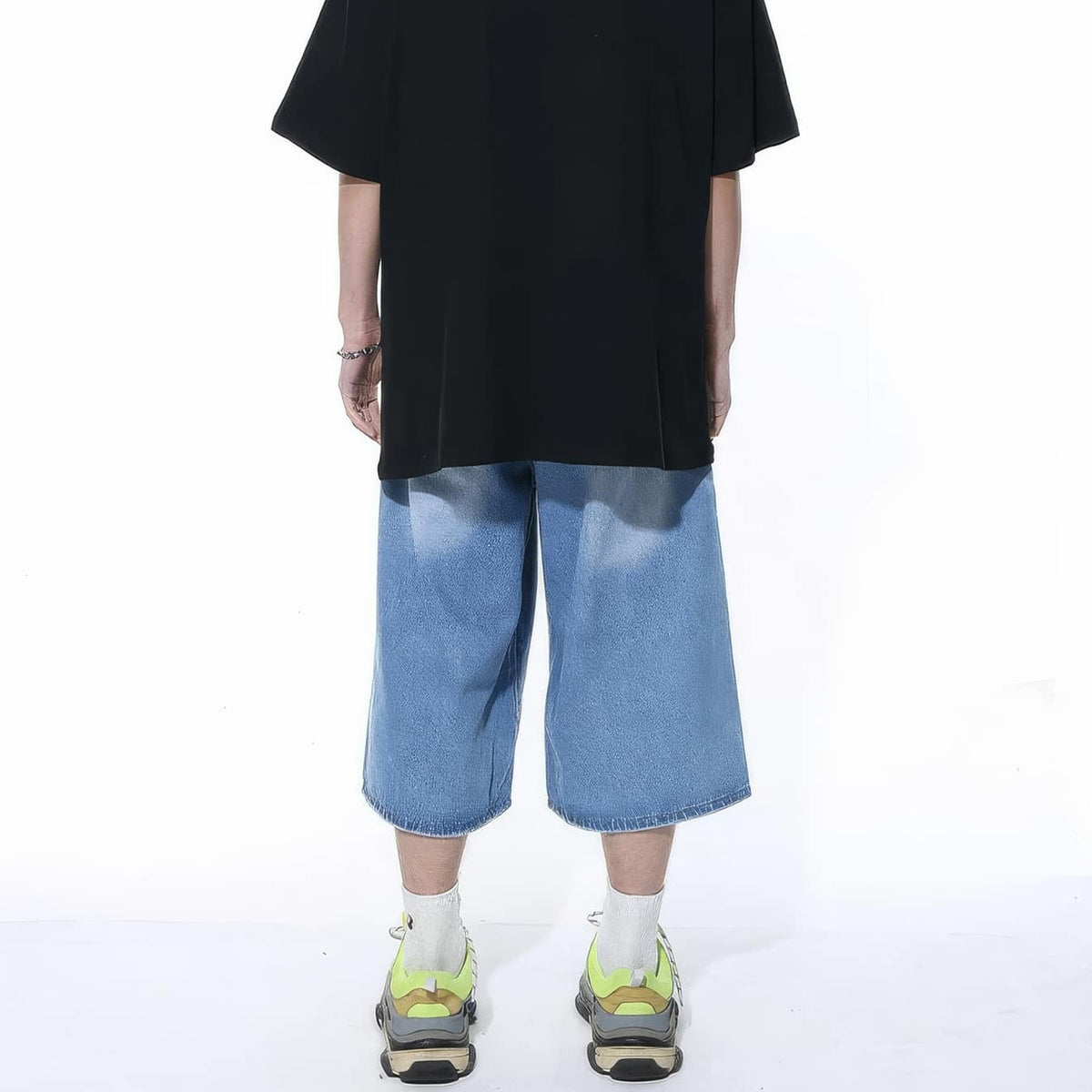 Classic Distressed Blue Denim Baggy Shorts - IMG