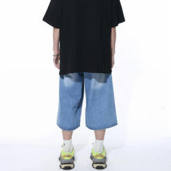 Classic Distressed Blue Denim Baggy Shorts - IMG