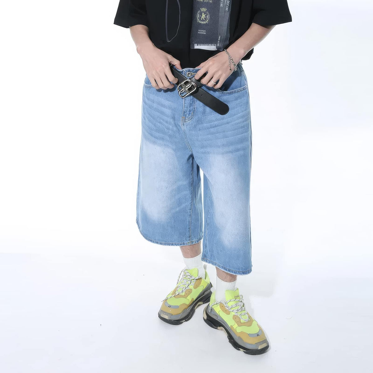 Classic Distressed Blue Denim Baggy Shorts - IMG