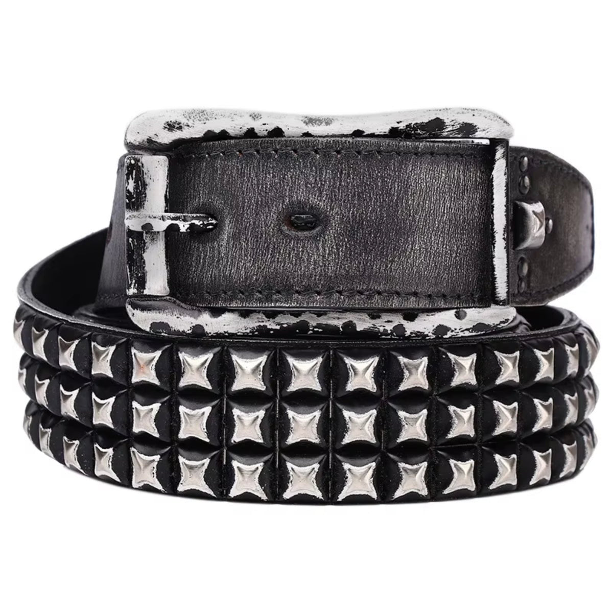 Crimson Pyramid Stud Belt // Heavy Metal Rivet Edition - IMG