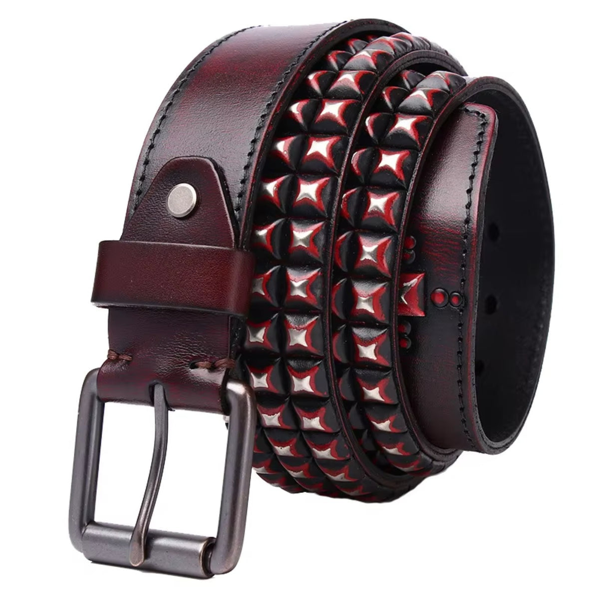 Crimson Pyramid Stud Belt // Heavy Metal Rivet Edition - IMG