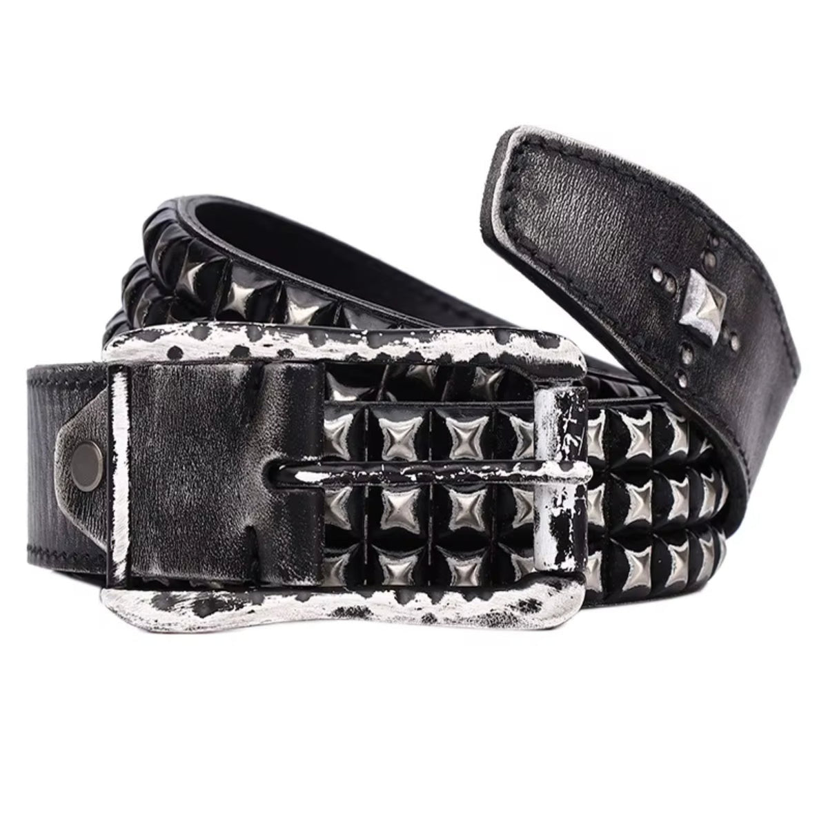 Crimson Pyramid Stud Belt // Heavy Metal Rivet Edition - IMG