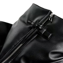 Cropped Textured Black Streetwear Leather Jacket - IMG