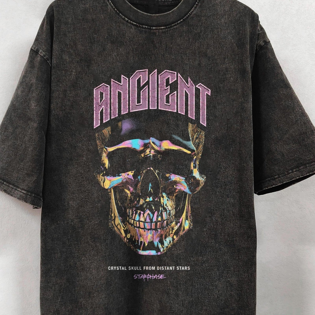 Crystal Skull Oversized Washed Graphic T-Shirt - IMG