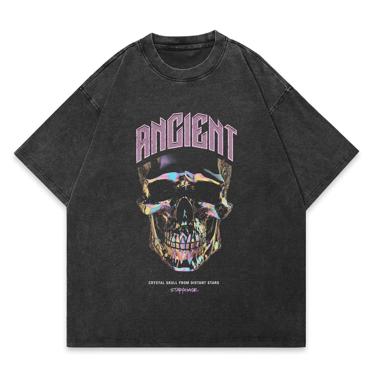 Crystal Skull Oversized Washed Graphic T-Shirt - IMG