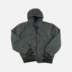 Distressed Canvas Hooded Bomber Jacket - IMG