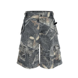 Distressed Loose Camouflage Cargo Shorts - IMG