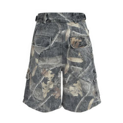 Distressed Loose Camouflage Cargo Shorts - IMG