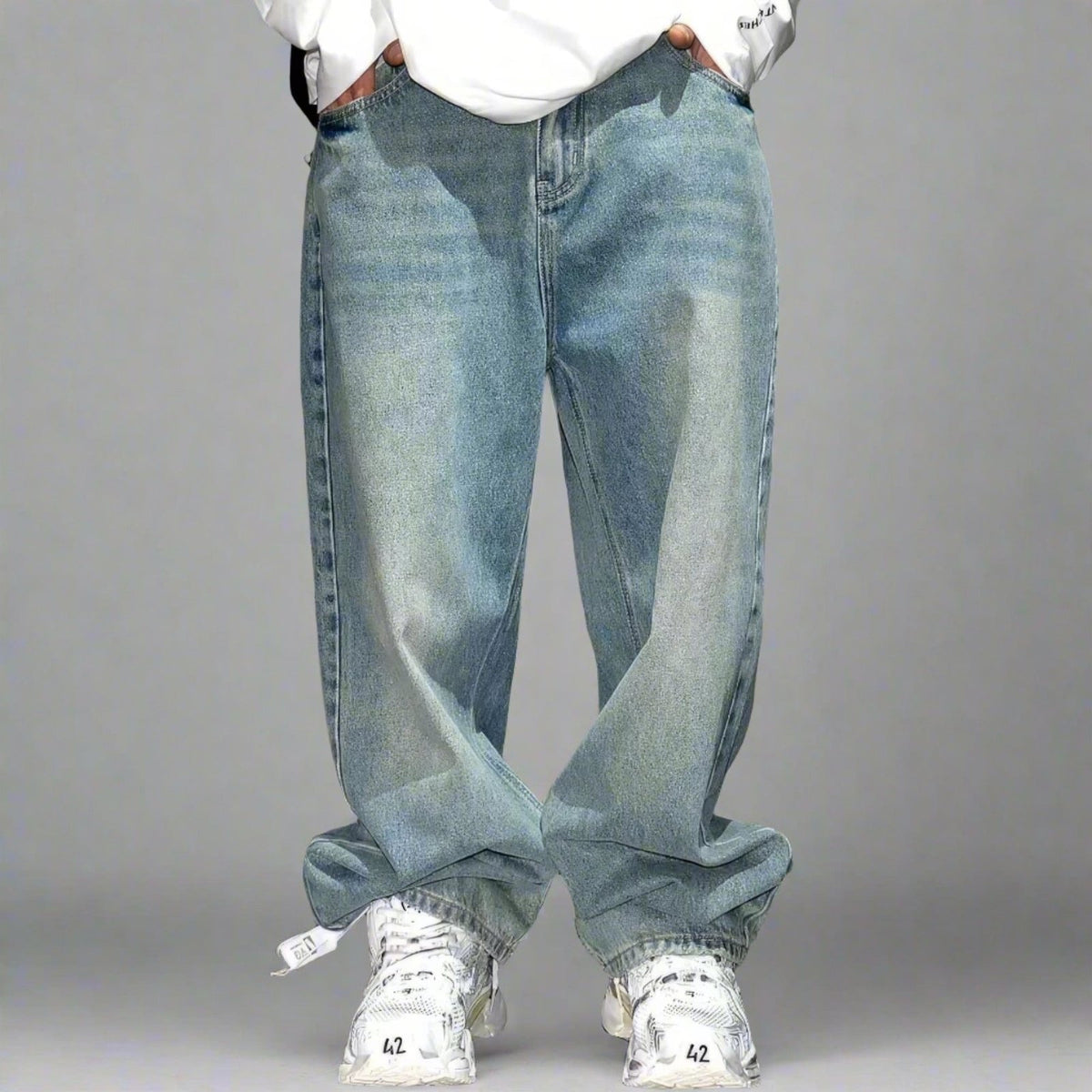 Distressed Wide-Leg 90&