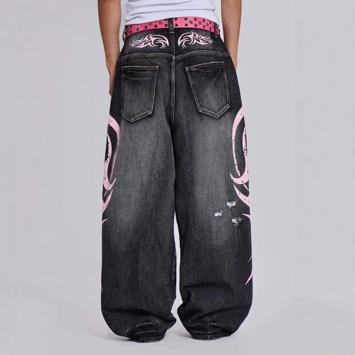 Distressed Wide Leg Denim — Y2K High Waist Street Jean - IMG