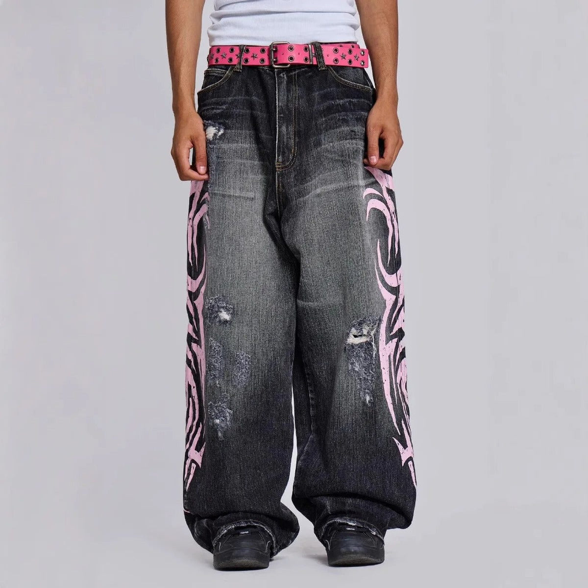 Distressed Wide Leg Denim — Y2K High Waist Street Jean - IMG