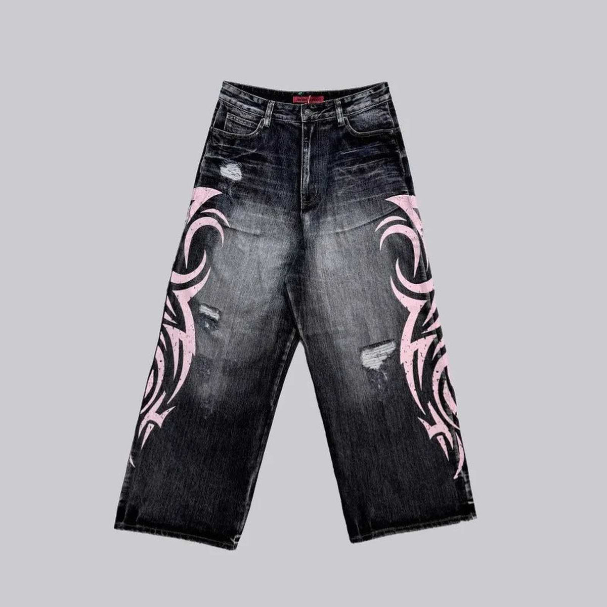 Distressed Wide Leg Denim — Y2K High Waist Street Jean - IMG