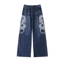 Double Dragon Embroidered Baggy Jeans - IMG