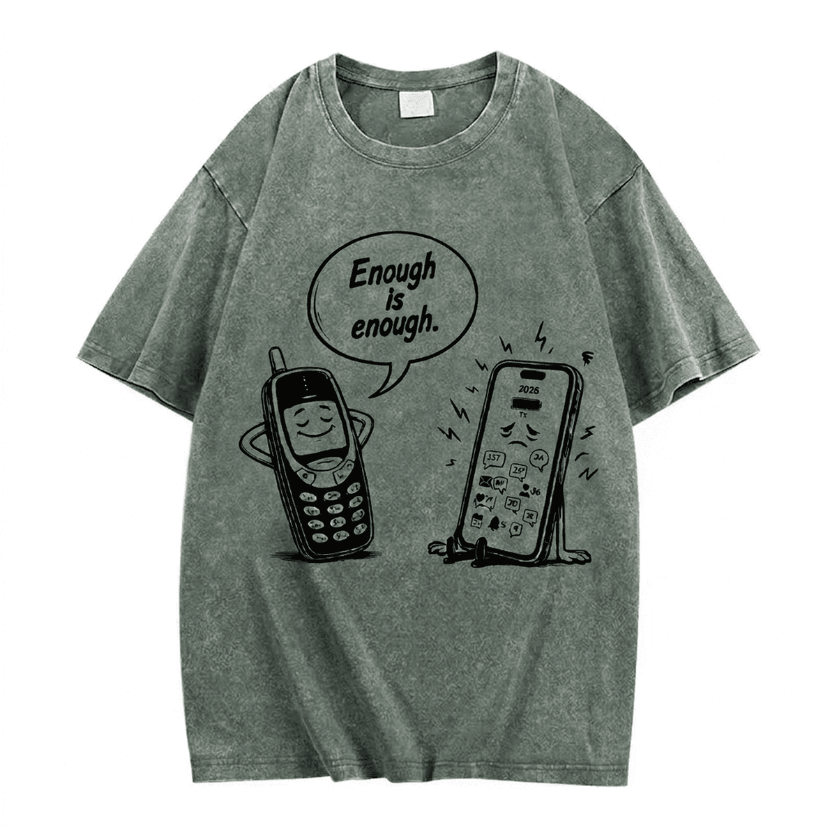 "Enough Is Enough 2" Vintage Washed Oversized Tee Disconnect to Reconnect - IMG