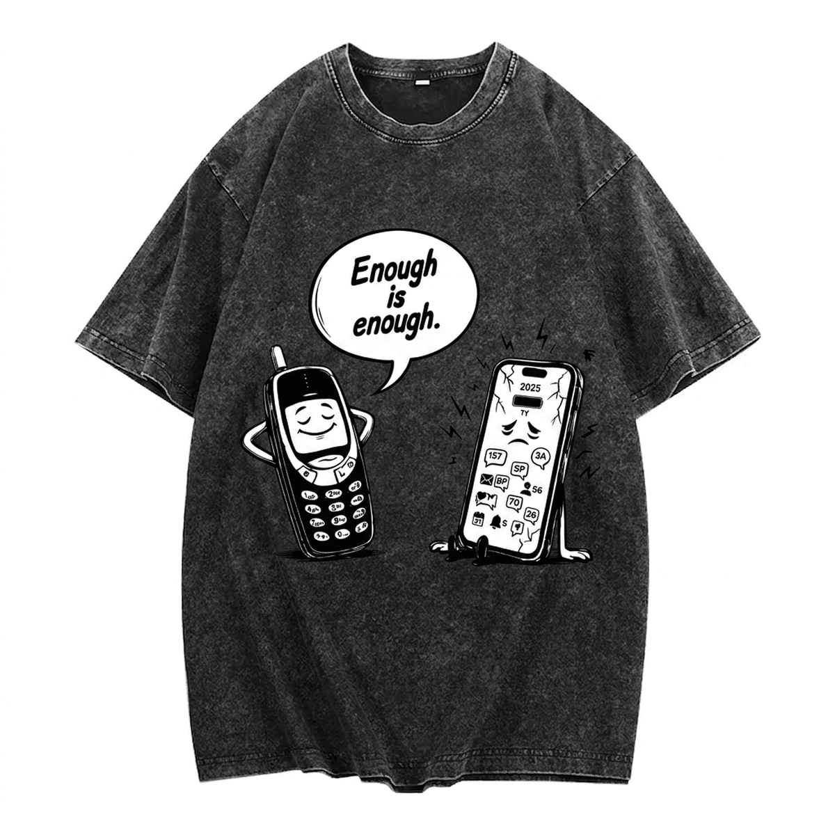 "Enough Is Enough 2" Vintage Washed Oversized Tee Disconnect to Reconnect - IMG