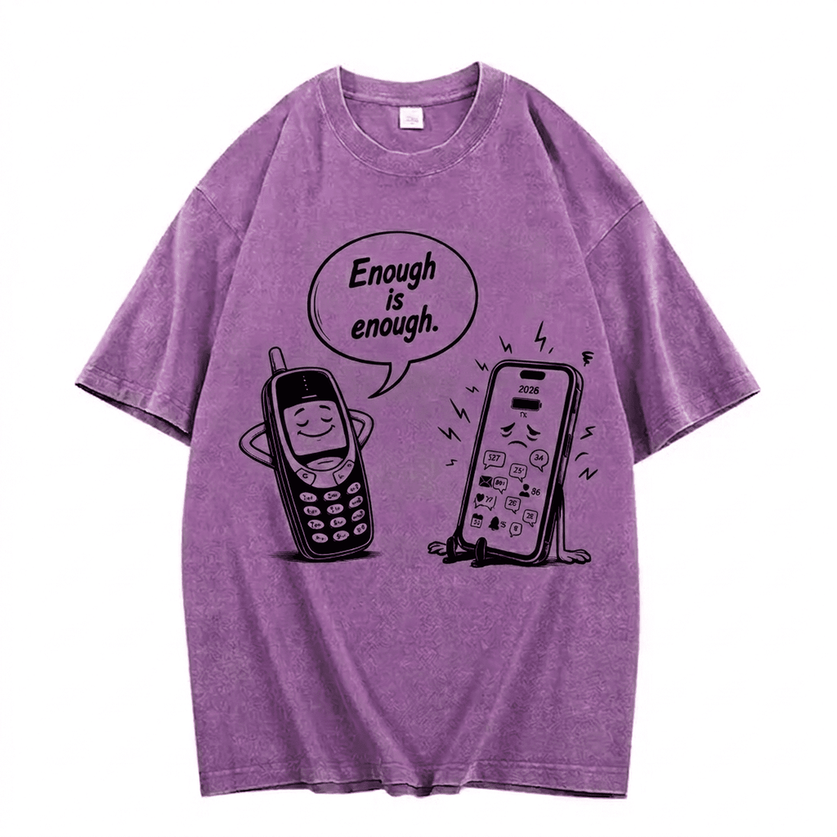 "Enough Is Enough 2" Vintage Washed Oversized Tee Disconnect to Reconnect - IMG