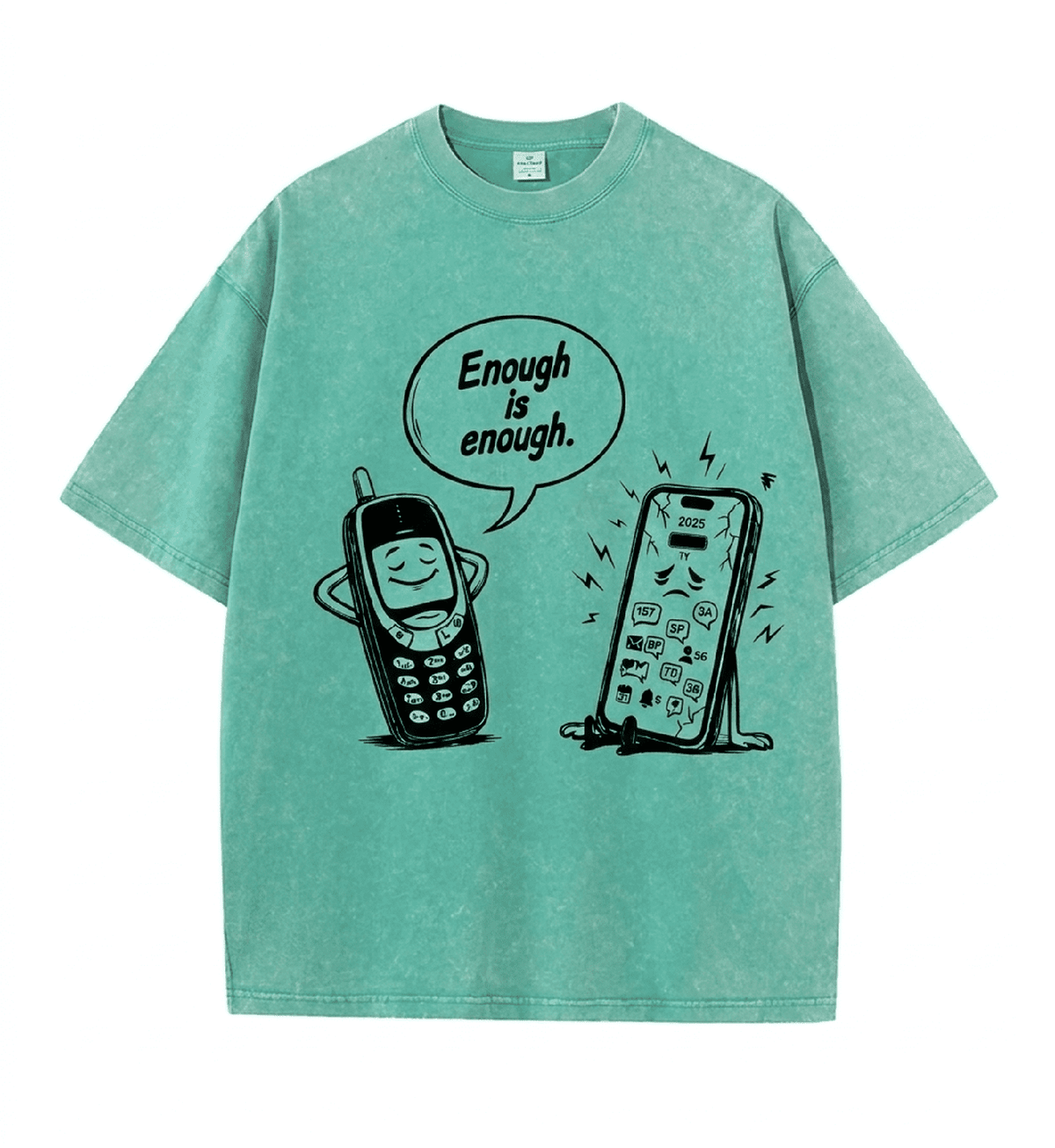 "Enough Is Enough 2" Vintage Washed Oversized Tee Disconnect to Reconnect - IMG