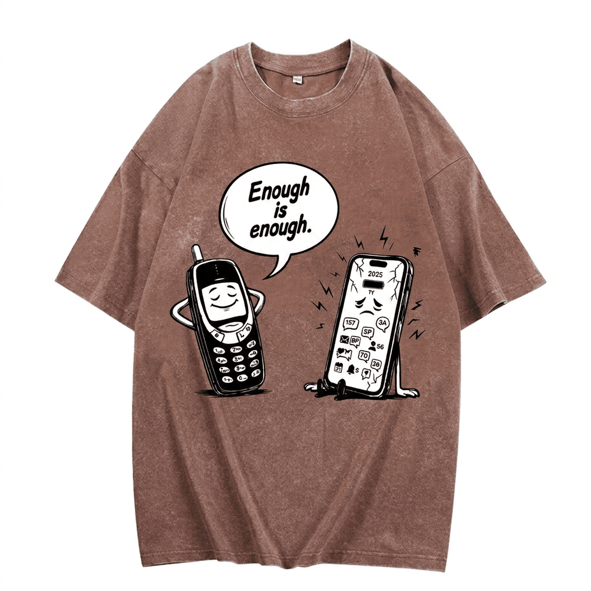 "Enough Is Enough 2" Vintage Washed Oversized Tee Disconnect to Reconnect - IMG