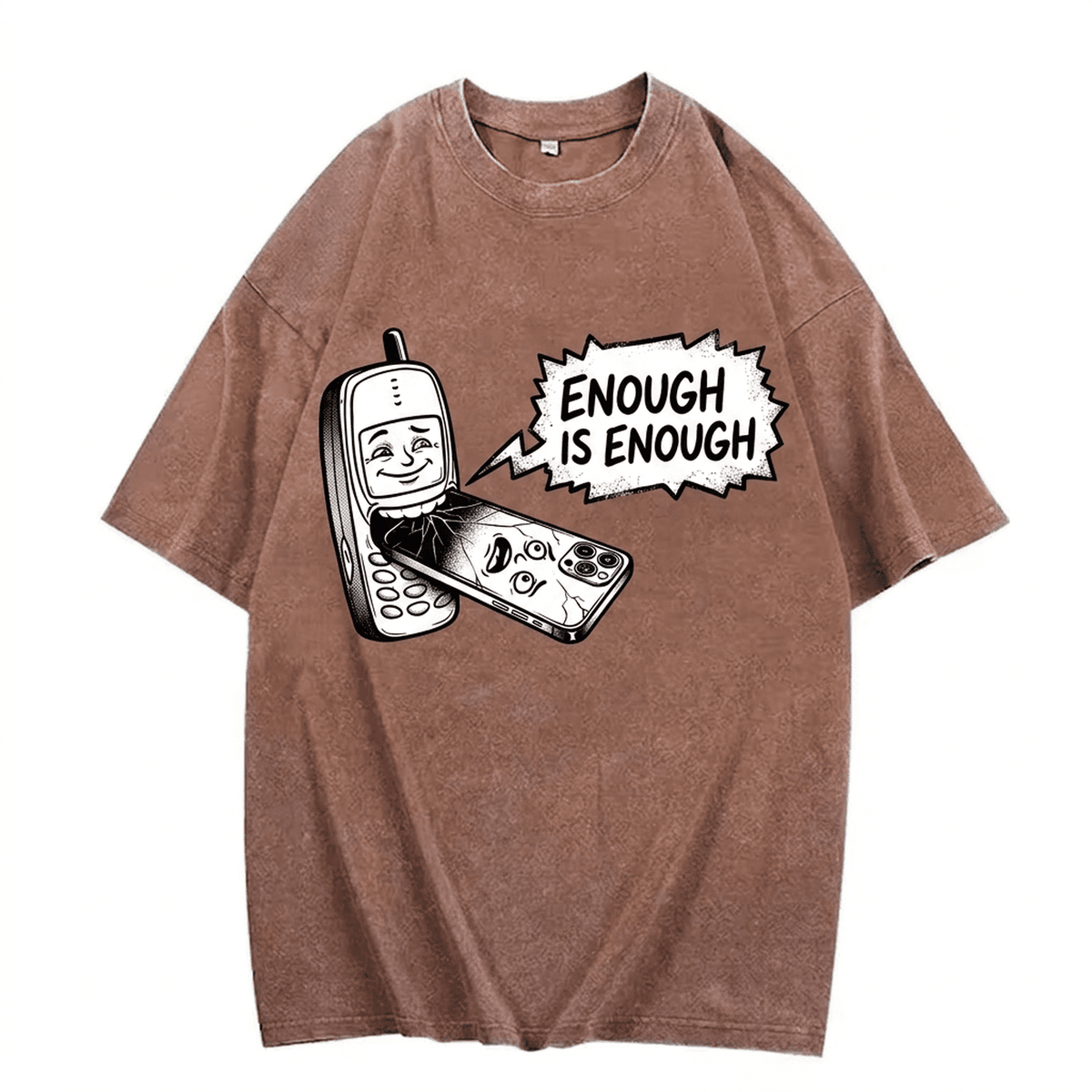 "Enough Is Enough" Vintage Washed Oversized Tee - IMG