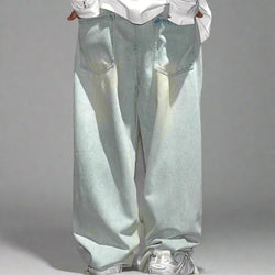 Extra Baggy Distressed Ice Blue Skater Jeans - IMG