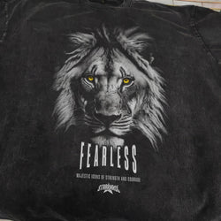 Fearless Lions Acid-Wash Graphic T-Shirt - IMG
