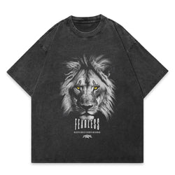 Fearless Lions Acid-Wash Graphic T-Shirt - IMG