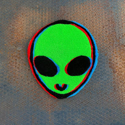 Glitchy and Trippy Alien Head Rug Carpet - IMG
