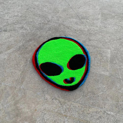 Glitchy and Trippy Alien Head Rug Carpet - IMG